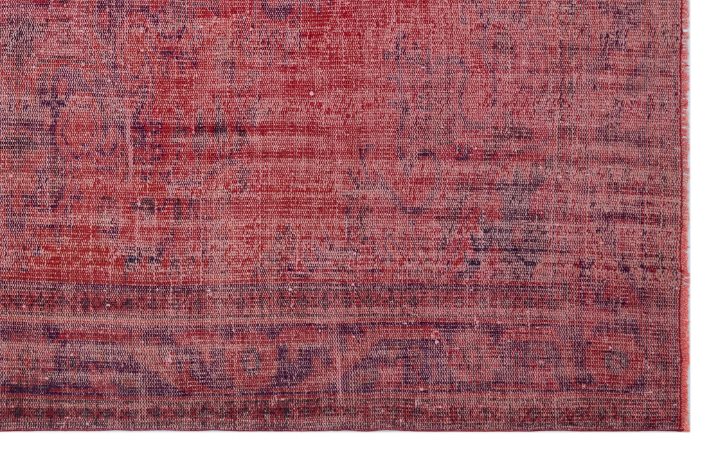 Red Over Dyed Vintage Rug 6'0'' x 9'6'' ft 183 x 290 cm