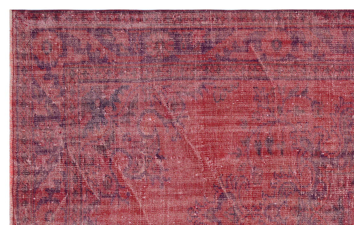 Red Over Dyed Vintage Rug 6&#39;0&#39;&#39; x 9&#39;6&#39;&#39; ft 183 x 290 cm