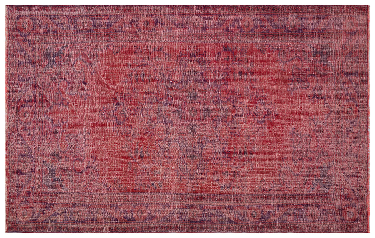 Red Over Dyed Vintage Rug 6&#39;0&#39;&#39; x 9&#39;6&#39;&#39; ft 183 x 290 cm