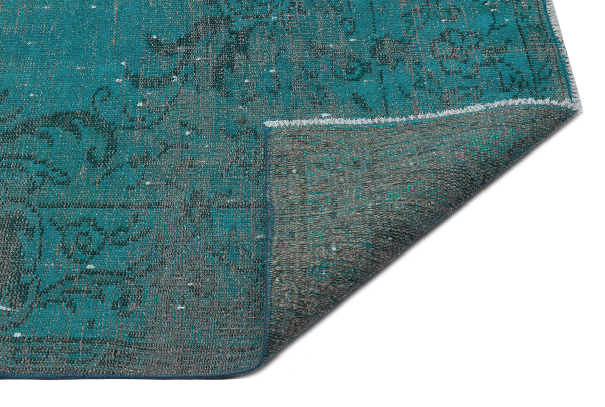 Turquoise  Over Dyed Vintage Rug 6&#39;2&#39;&#39; x 9&#39;4&#39;&#39; ft 187 x 284 cm