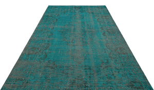 Turquoise  Over Dyed Vintage Rug 6'2'' x 9'4'' ft 187 x 284 cm