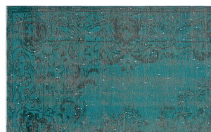 Turquoise  Over Dyed Vintage Rug 6'2'' x 9'4'' ft 187 x 284 cm