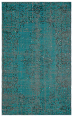 Turquoise  Over Dyed Vintage Rug 6'2'' x 9'4'' ft 187 x 284 cm