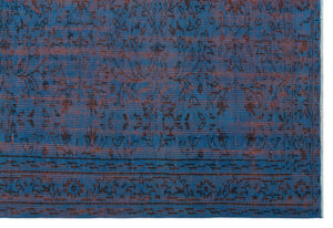 Blue Over Dyed Vintage Rug 5'12'' x 8'10'' ft 182 x 268 cm