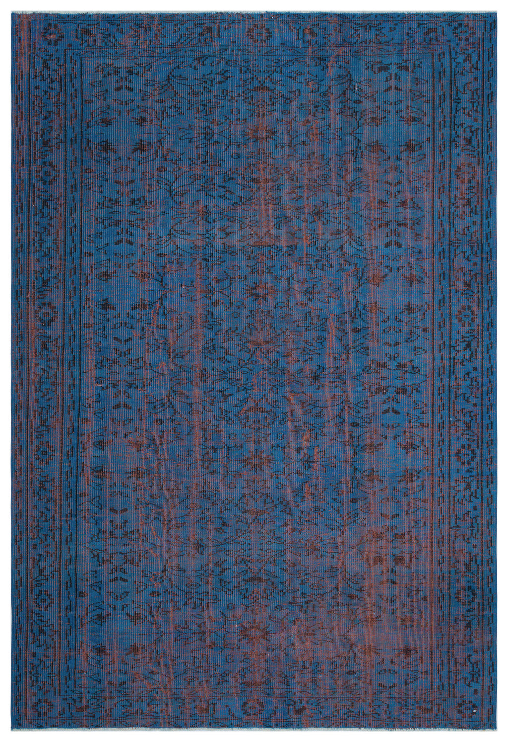 Blue Over Dyed Vintage Rug 5'12'' x 8'10'' ft 182 x 268 cm