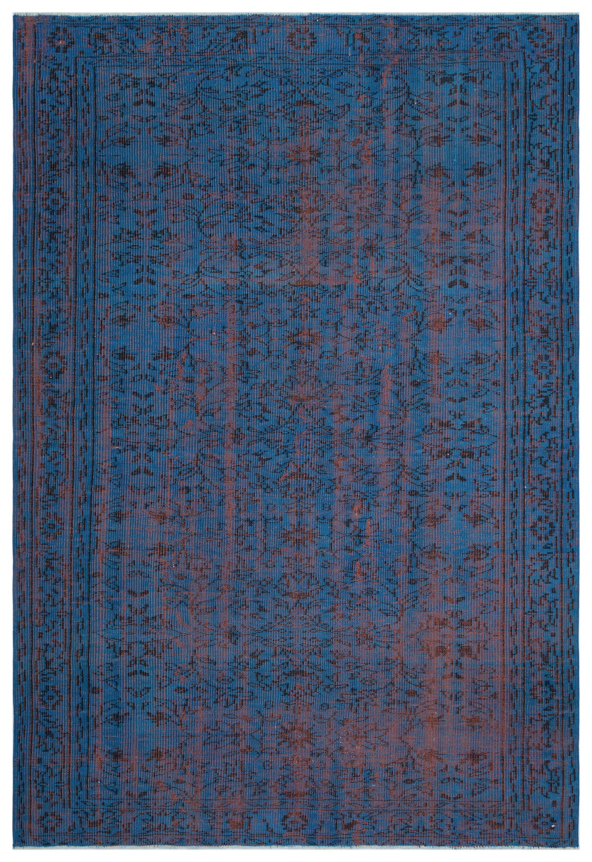 Blue Over Dyed Vintage Rug 5&#39;12&#39;&#39; x 8&#39;10&#39;&#39; ft 182 x 268 cm