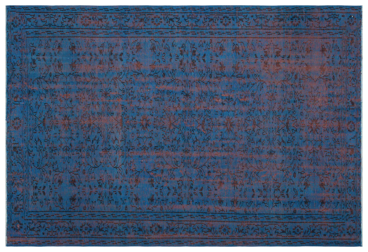 Blue Over Dyed Vintage Rug 5&#39;12&#39;&#39; x 8&#39;10&#39;&#39; ft 182 x 268 cm