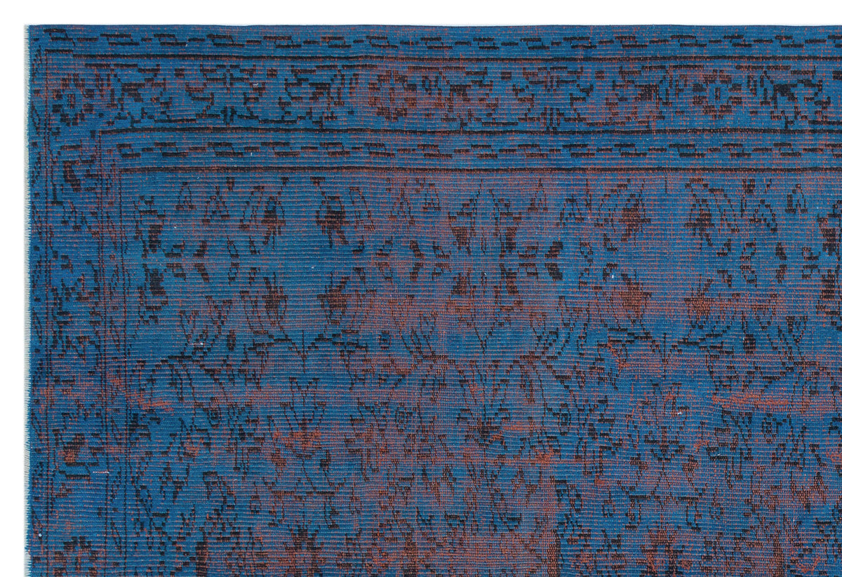 Blue Over Dyed Vintage Rug 5&#39;12&#39;&#39; x 8&#39;10&#39;&#39; ft 182 x 268 cm