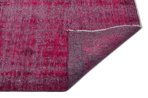 Fuchsia Over Dyed Vintage Rug 4'10'' x 7'9'' ft 148 x 237 cm