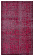 Fuchsia Over Dyed Vintage Rug 4'10'' x 7'9'' ft 148 x 237 cm