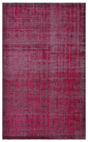 Fuchsia Over Dyed Vintage Rug 4'10'' x 7'9'' ft 148 x 237 cm