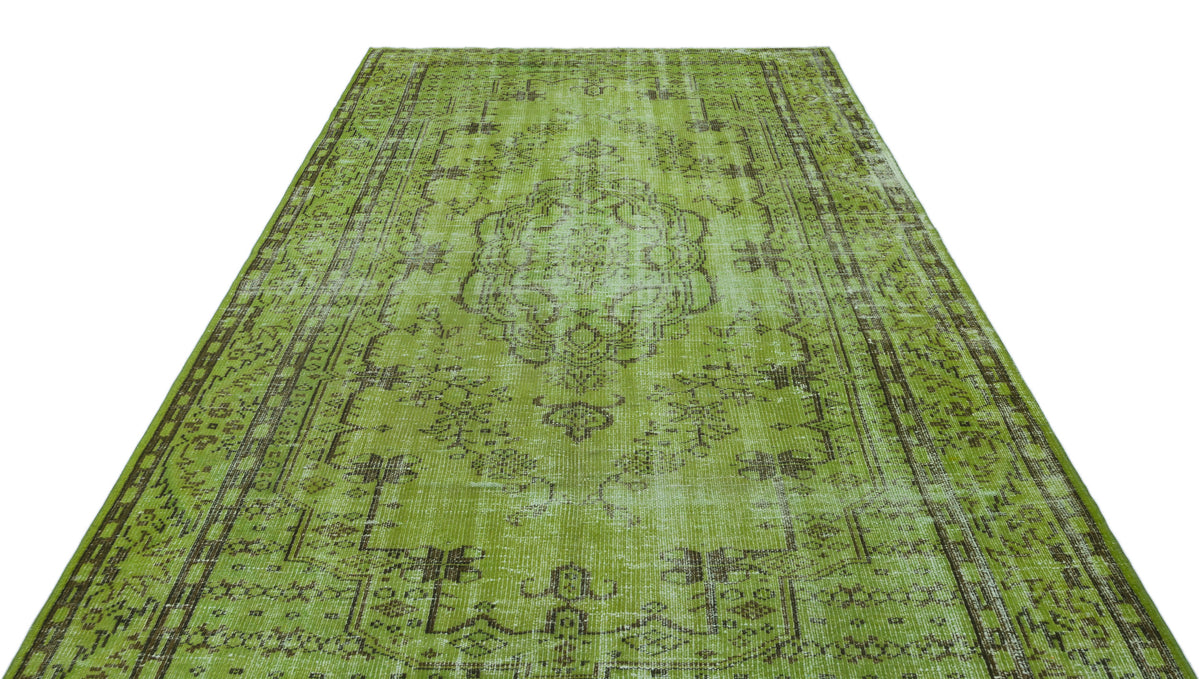 Green Over Dyed Vintage Rug 6&#39;4&#39;&#39; x 9&#39;5&#39;&#39; ft 192 x 286 cm