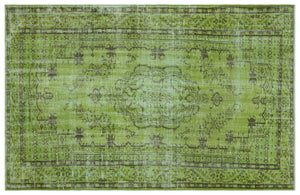 Green Over Dyed Vintage Rug 6'4'' x 9'5'' ft 192 x 286 cm
