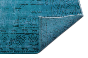 Turquoise  Over Dyed Vintage Rug 6'5'' x 9'3'' ft 196 x 281 cm