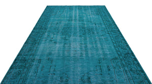 Turquoise  Over Dyed Vintage Rug 6'5'' x 9'3'' ft 196 x 281 cm