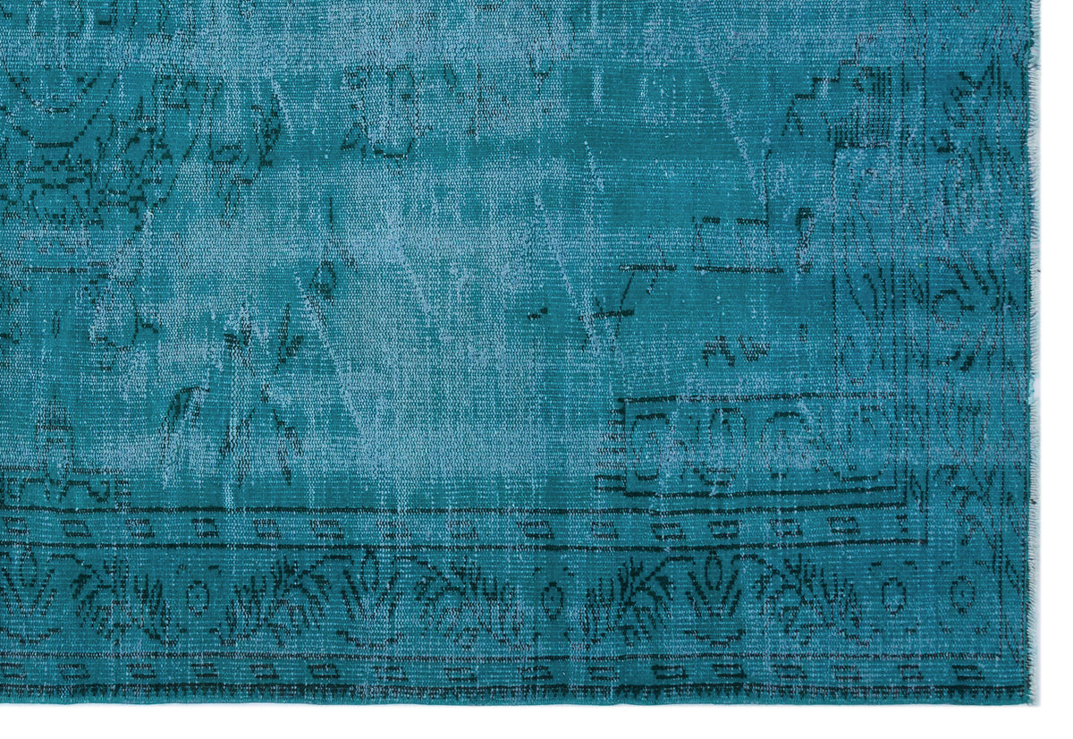 Turquoise  Over Dyed Vintage Rug 6&#39;5&#39;&#39; x 9&#39;3&#39;&#39; ft 196 x 281 cm
