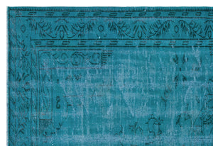 Turquoise  Over Dyed Vintage Rug 6'5'' x 9'3'' ft 196 x 281 cm