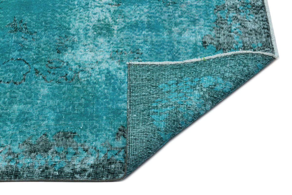 Turquoise  Over Dyed Vintage Rug 5&#39;7&#39;&#39; x 9&#39;1&#39;&#39; ft 170 x 278 cm
