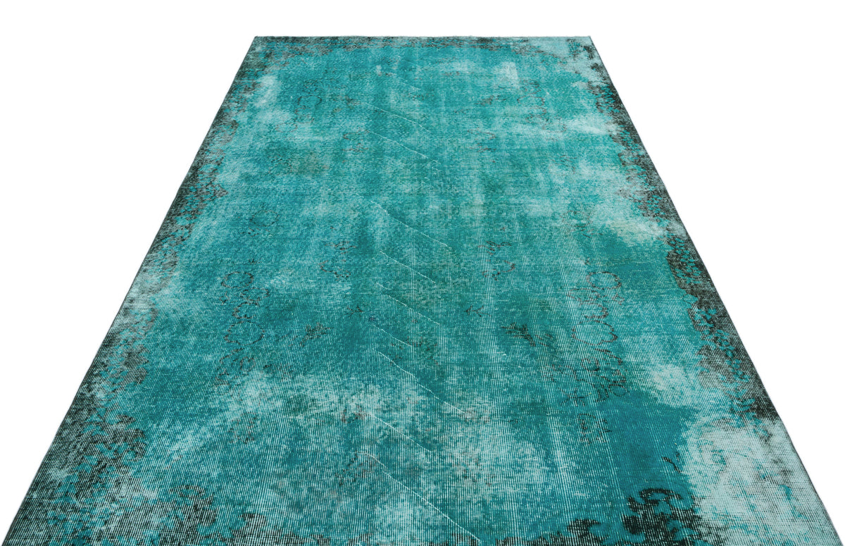 Turquoise  Over Dyed Vintage Rug 5&#39;7&#39;&#39; x 9&#39;1&#39;&#39; ft 170 x 278 cm