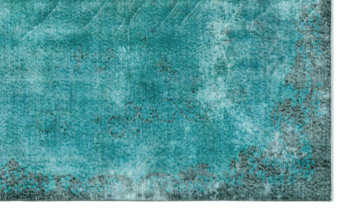 Turquoise  Over Dyed Vintage Rug 5&#39;7&#39;&#39; x 9&#39;1&#39;&#39; ft 170 x 278 cm