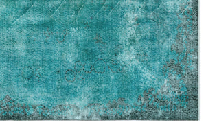 Turquoise  Over Dyed Vintage Rug 5'7'' x 9'1'' ft 170 x 278 cm