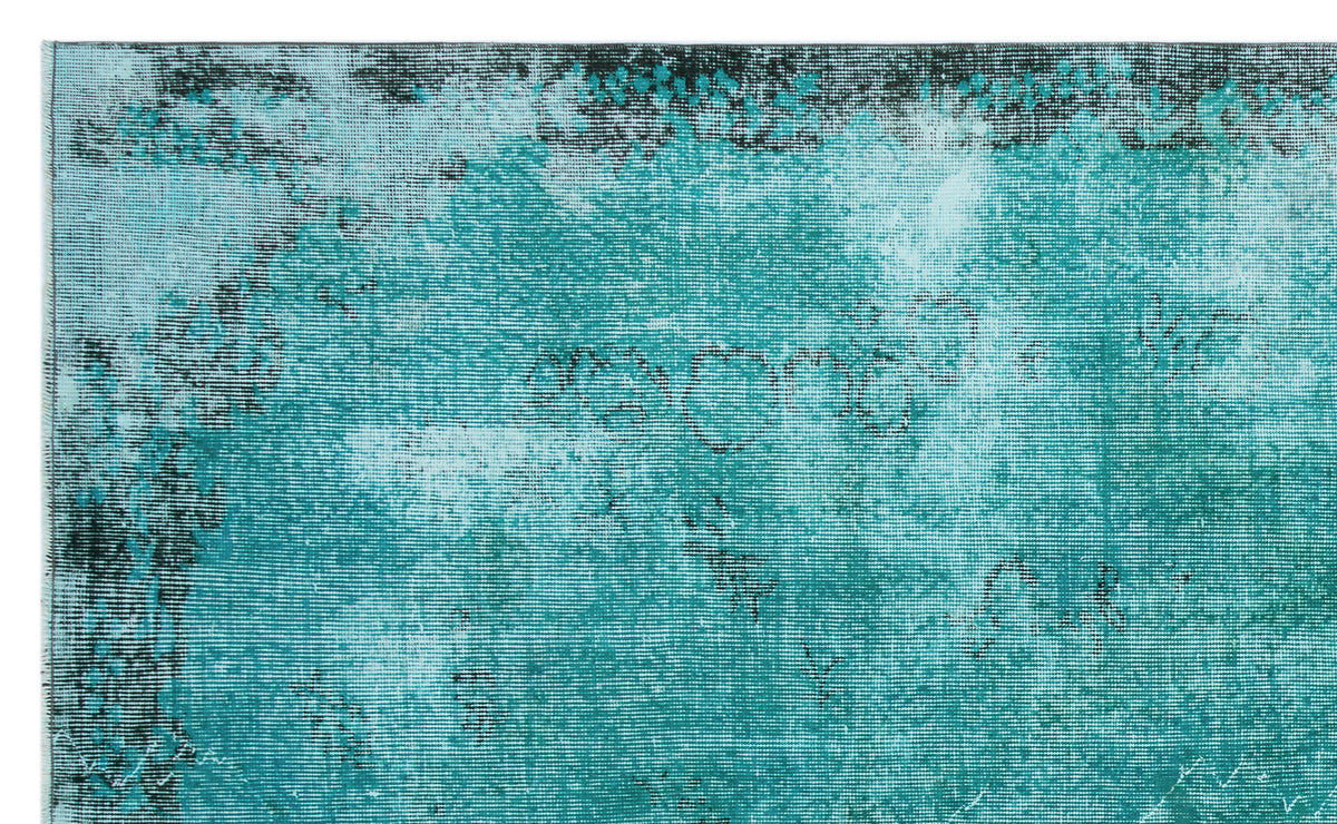 Turquoise  Over Dyed Vintage Rug 5&#39;7&#39;&#39; x 9&#39;1&#39;&#39; ft 170 x 278 cm