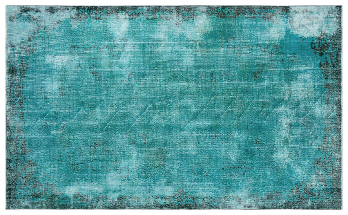 Turquoise  Over Dyed Vintage Rug 5&#39;7&#39;&#39; x 9&#39;1&#39;&#39; ft 170 x 278 cm