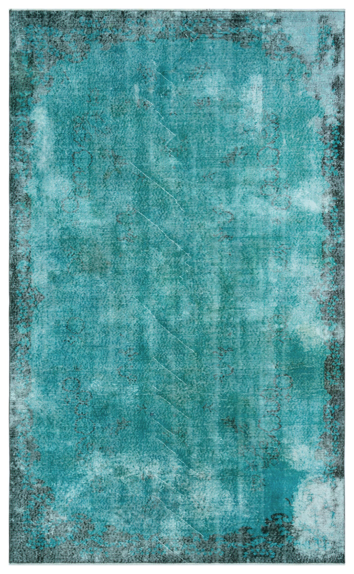 Turquoise  Over Dyed Vintage Rug 5&#39;7&#39;&#39; x 9&#39;1&#39;&#39; ft 170 x 278 cm