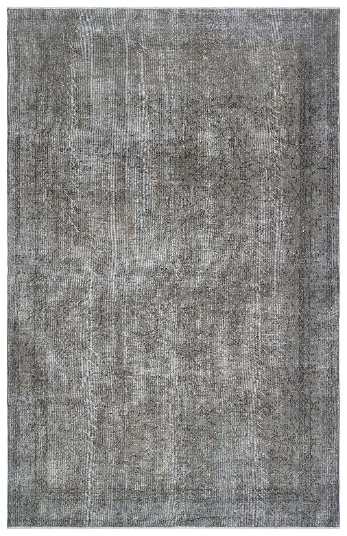 Gray Over Dyed Vintage Rug 6&#39;9&#39;&#39; x 10&#39;6&#39;&#39; ft 205 x 320 cm