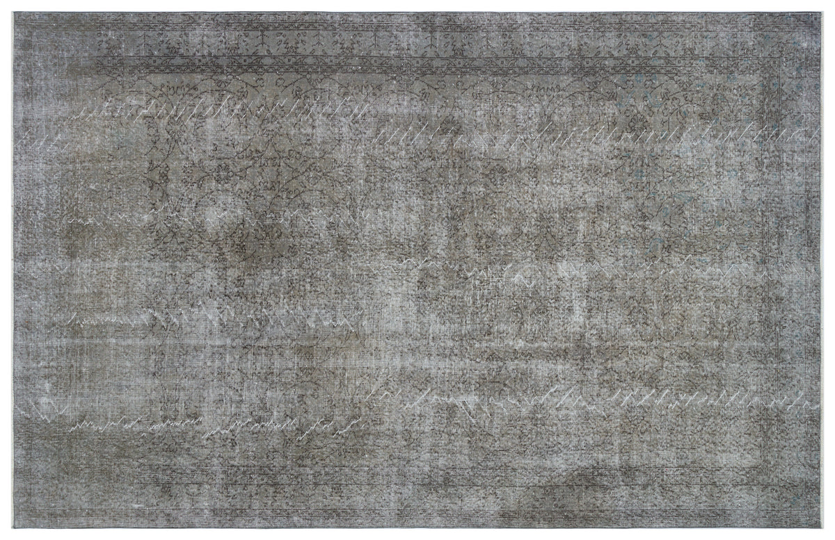Gray Over Dyed Vintage Rug 6&#39;9&#39;&#39; x 10&#39;6&#39;&#39; ft 205 x 320 cm