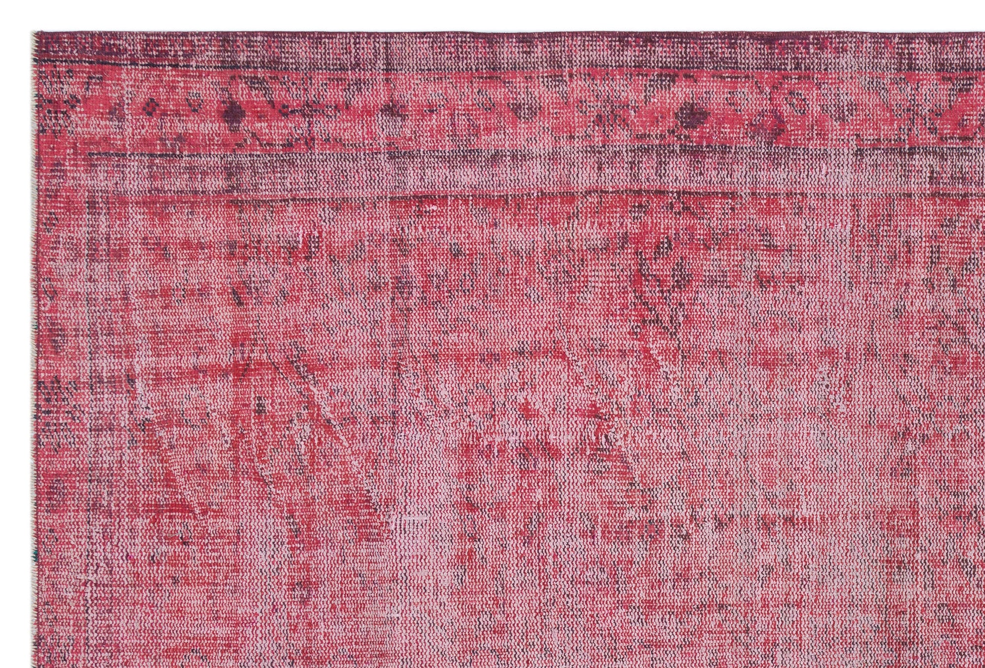 Red Over Dyed Vintage Rug 5'9'' x 8'8'' ft 176 x 265 cm