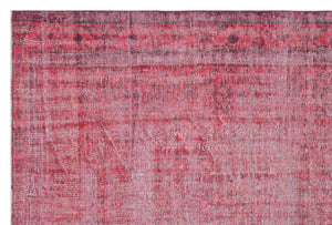 Red Over Dyed Vintage Rug 5'9'' x 8'8'' ft 176 x 265 cm