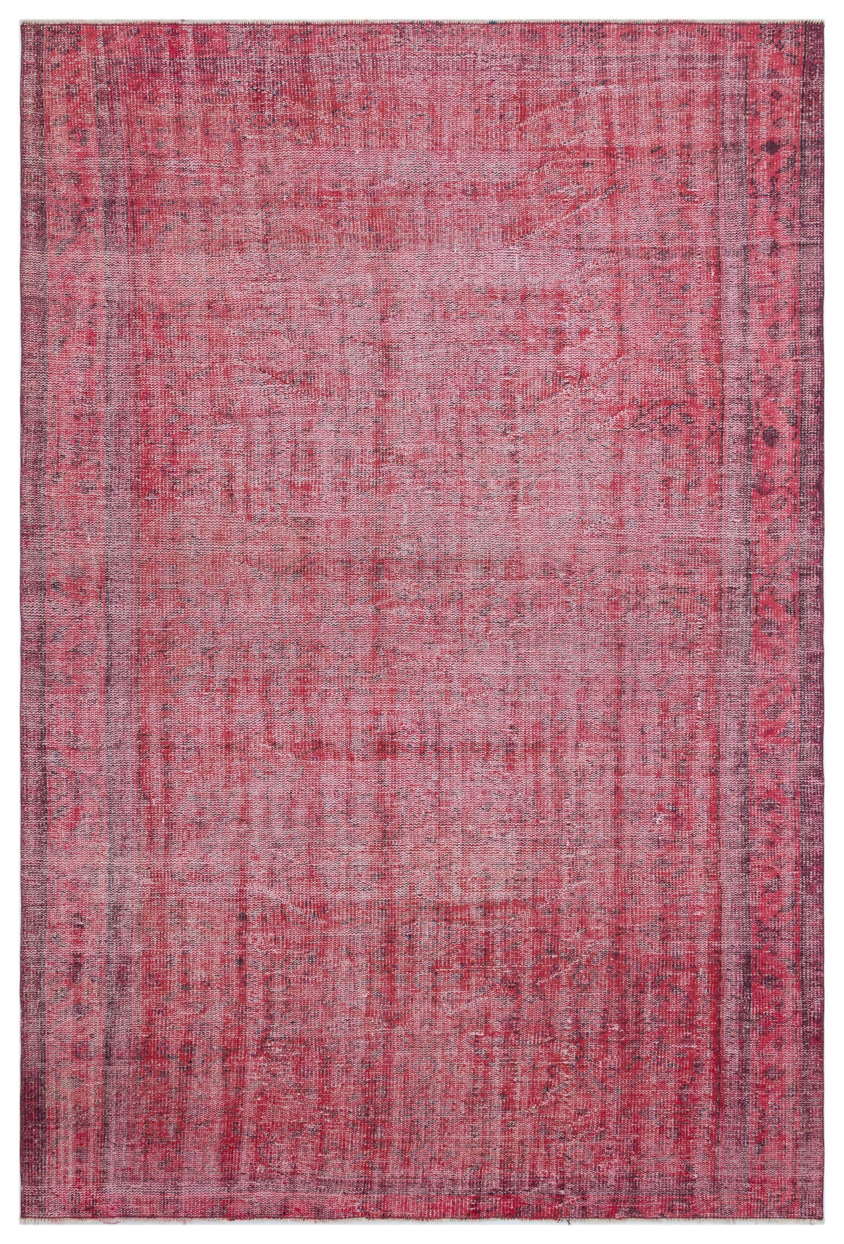 Red Over Dyed Vintage Rug 5&#39;9&#39;&#39; x 8&#39;8&#39;&#39; ft 176 x 265 cm