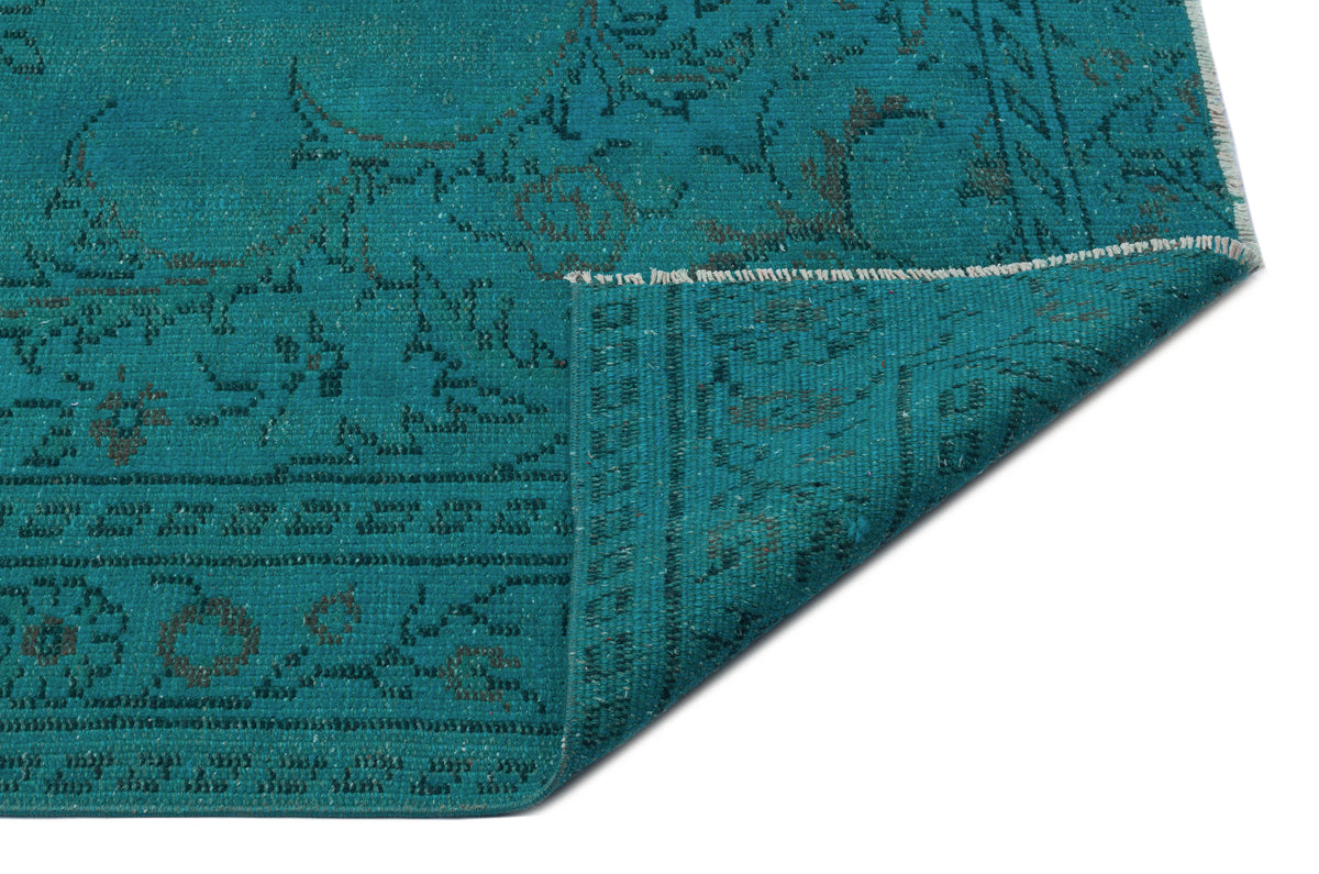 Turquoise  Over Dyed Vintage Rug 5&#39;5&#39;&#39; x 9&#39;2&#39;&#39; ft 164 x 280 cm