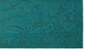 Turquoise  Over Dyed Vintage Rug 5'5'' x 9'2'' ft 164 x 280 cm