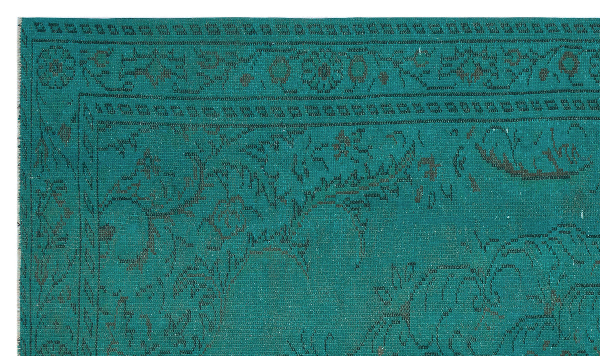 Turquoise  Over Dyed Vintage Rug 5&#39;5&#39;&#39; x 9&#39;2&#39;&#39; ft 164 x 280 cm