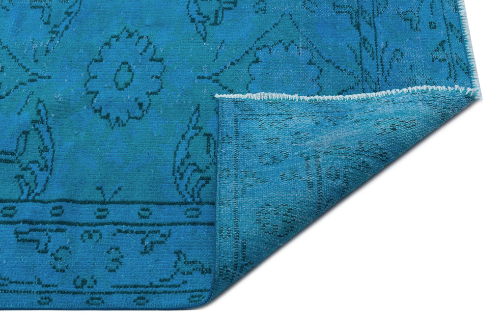 Turquoise  Over Dyed Vintage Rug 5'9'' x 8'8'' ft 174 x 264 cm