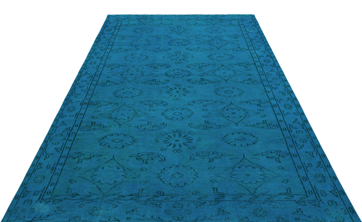Turquoise  Over Dyed Vintage Rug 5&#39;9&#39;&#39; x 8&#39;8&#39;&#39; ft 174 x 264 cm