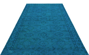 Turquoise  Over Dyed Vintage Rug 5'9'' x 8'8'' ft 174 x 264 cm