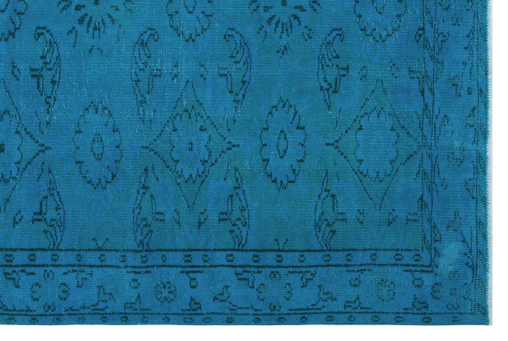 Turquoise  Over Dyed Vintage Rug 5'9'' x 8'8'' ft 174 x 264 cm
