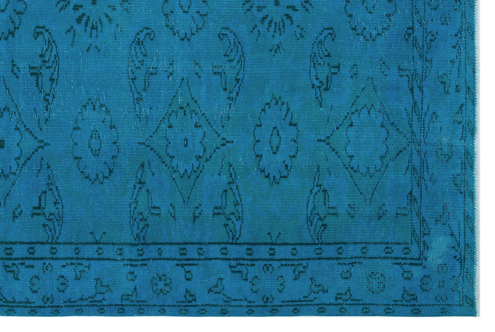 Turquoise  Over Dyed Vintage Rug 5'9'' x 8'8'' ft 174 x 264 cm