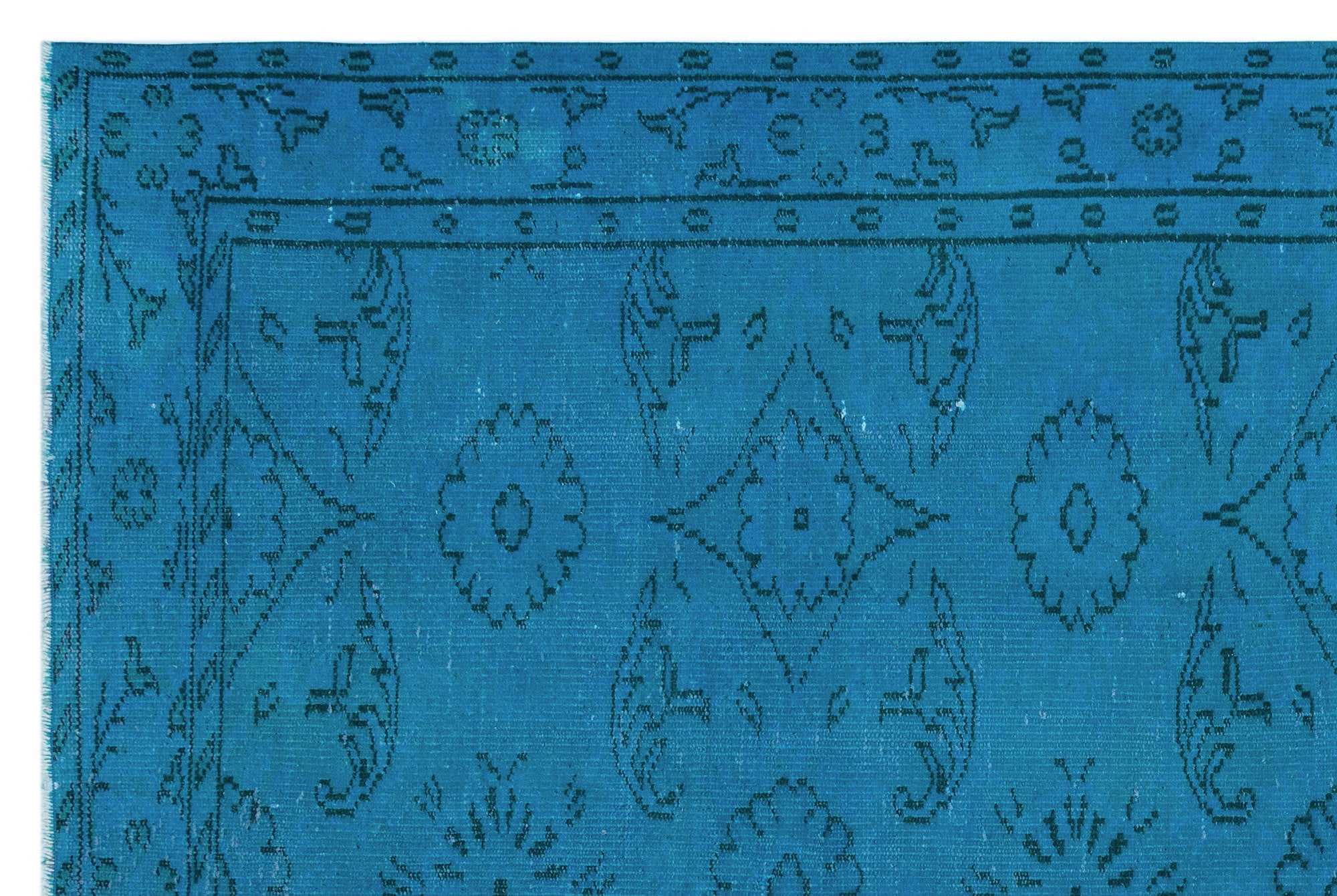 Turquoise  Over Dyed Vintage Rug 5'9'' x 8'8'' ft 174 x 264 cm