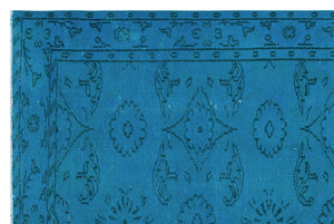 Turquoise  Over Dyed Vintage Rug 5'9'' x 8'8'' ft 174 x 264 cm
