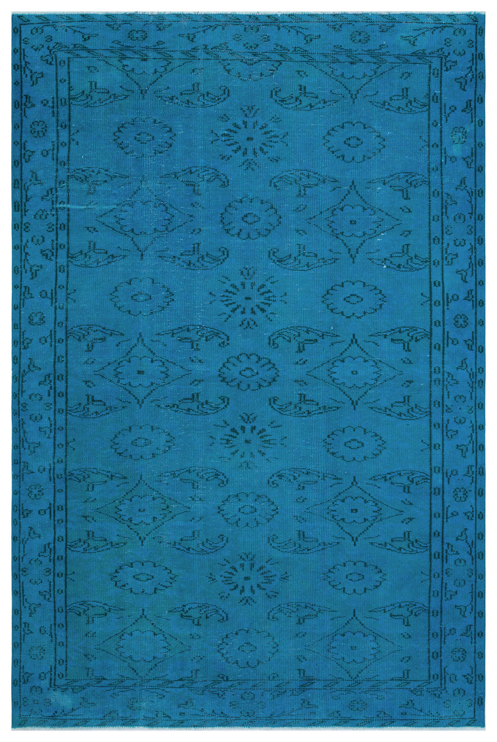 Turquoise  Over Dyed Vintage Rug 5'9'' x 8'8'' ft 174 x 264 cm