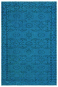Turquoise  Over Dyed Vintage Rug 5'9'' x 8'8'' ft 174 x 264 cm