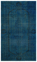 Turquoise  Over Dyed Vintage Rug 5'8'' x 9'7'' ft 173 x 293 cm