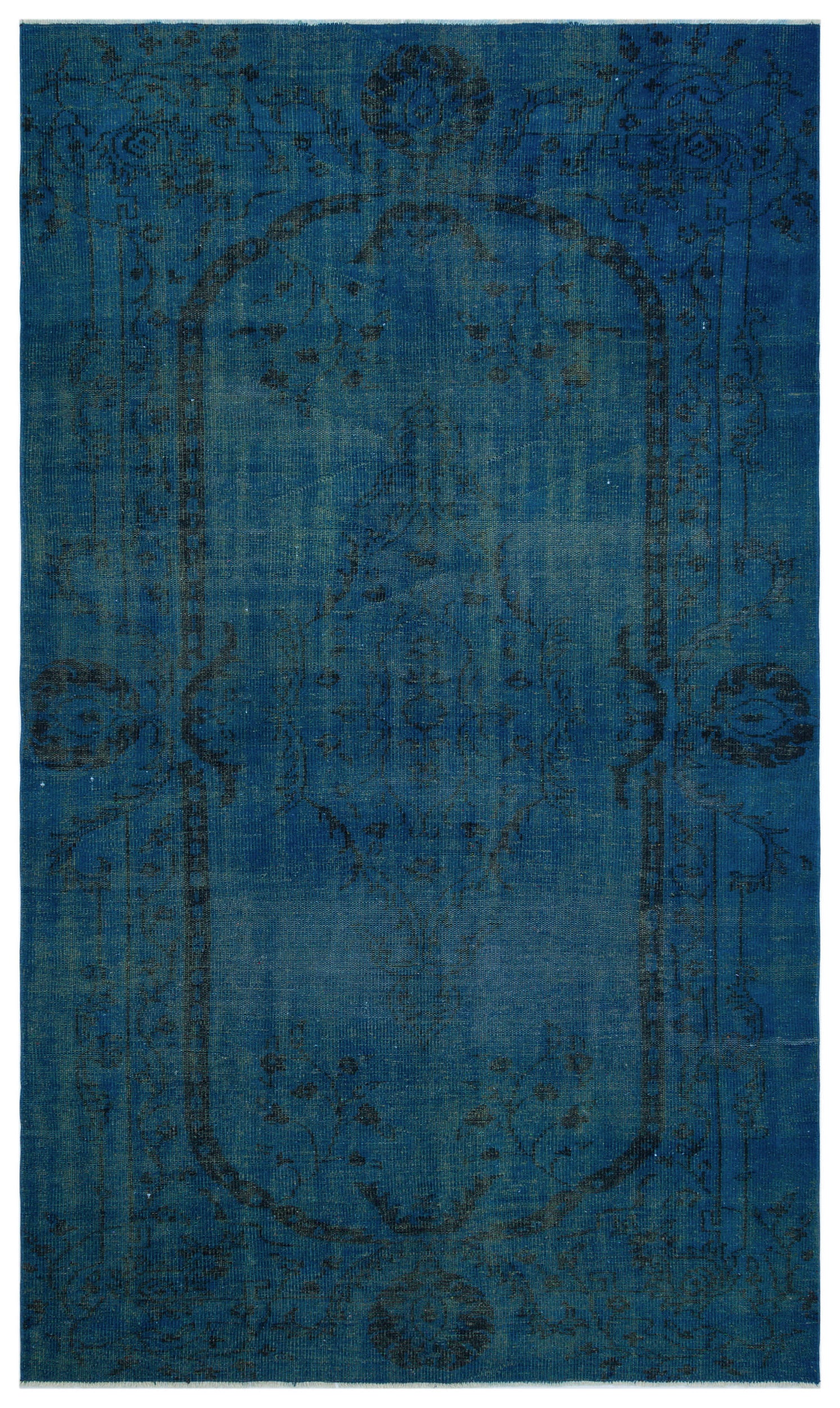 Turquoise  Over Dyed Vintage Rug 5'8'' x 9'7'' ft 173 x 293 cm