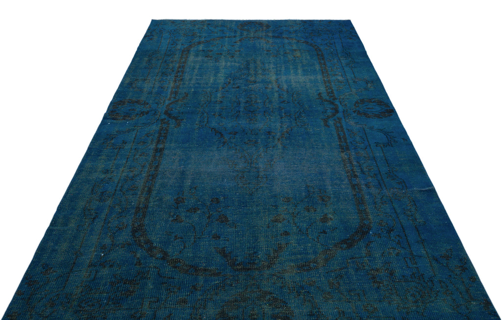 Turquoise  Over Dyed Vintage Rug 5'8'' x 9'7'' ft 173 x 293 cm