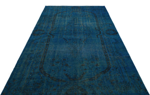 Turquoise  Over Dyed Vintage Rug 5'8'' x 9'7'' ft 173 x 293 cm