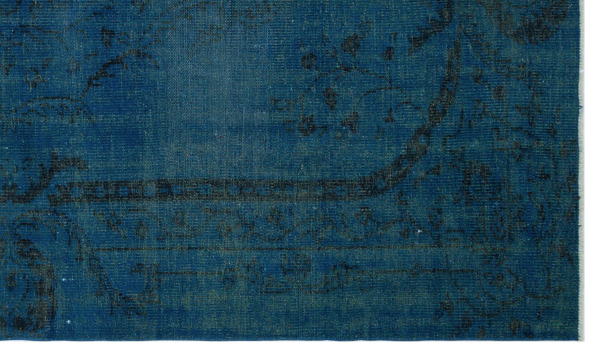 Turquoise  Over Dyed Vintage Rug 5&#39;8&#39;&#39; x 9&#39;7&#39;&#39; ft 173 x 293 cm